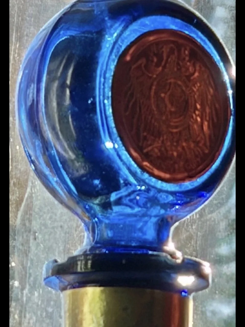 Blue Decorative Whiskey Decanter with 4 Etched Dot Glass Tumblers Set